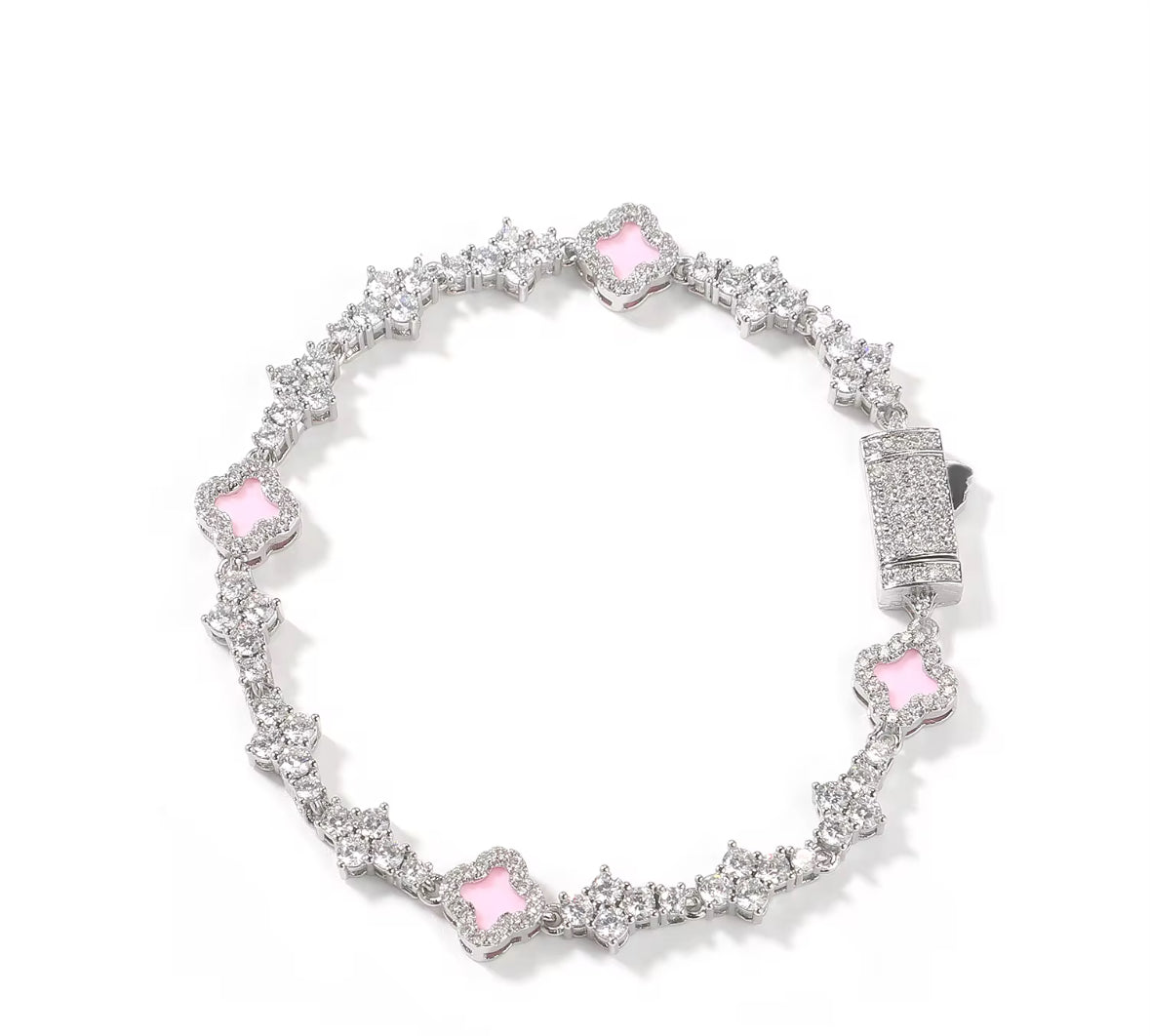 Pink clover bracelet