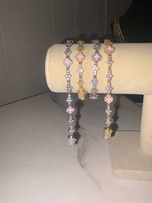 Pink clover bracelet