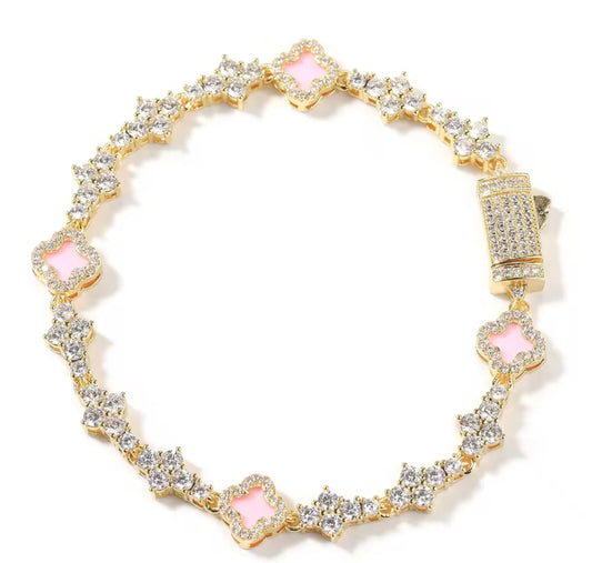 Pink clover bracelet